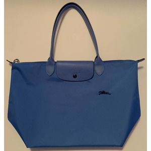 Longchamp Le Pliage Club Tote Blue Nylon Shoulder Bag Handbag Sz Large New